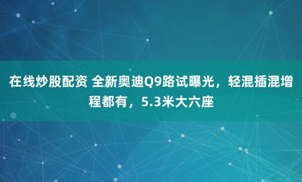 在线炒股配资 全新奥迪Q9路试曝光，轻混插混增程都有，5.3米大六座