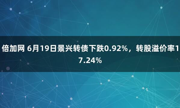 倍加网 6月19日景兴转债下跌0.92%，转股溢价率17.24%